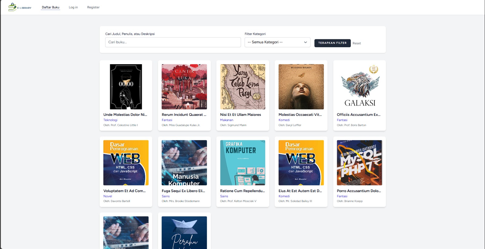 Mini E-Library screenshot